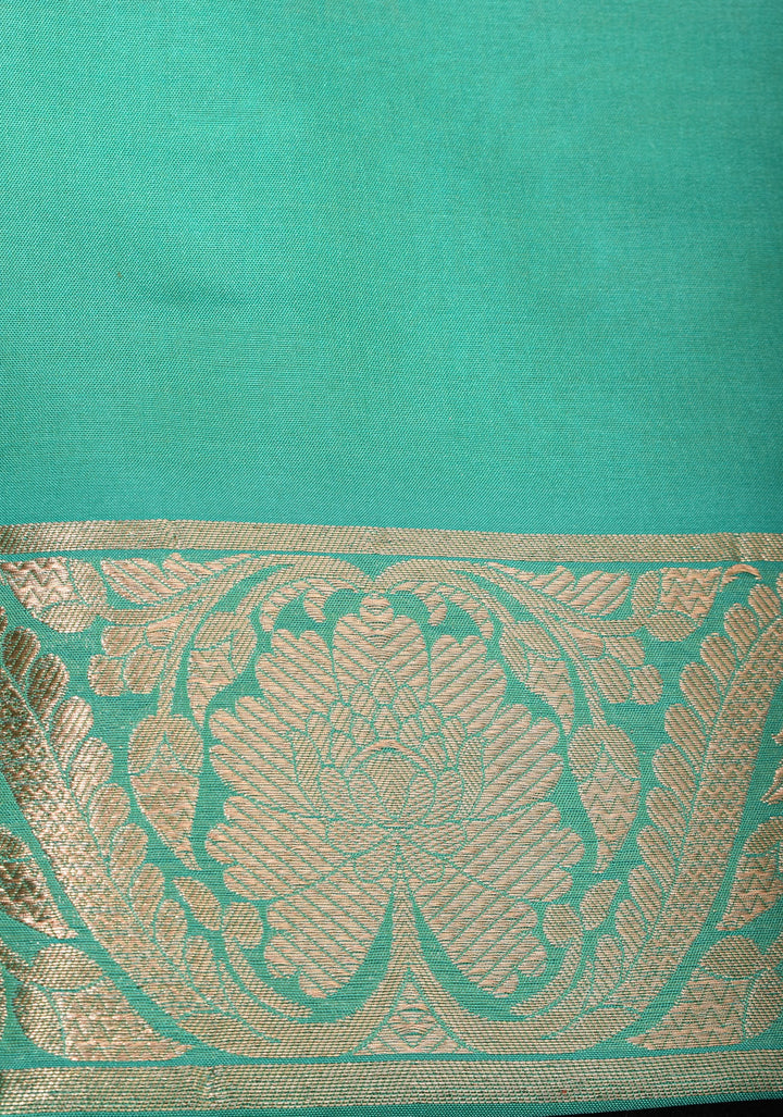 Seafoam tone Exquisite Floral Jaal Pure Katan Silk Banarasi Saree with zari border and pallu | SILK MARK CERTIFIED