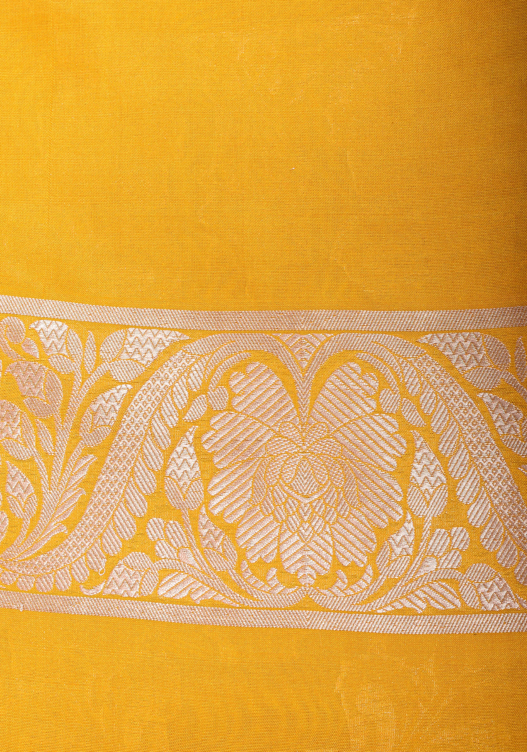 Yellow Pure Banarasi Katan Silk  Saree with Floral Jaal and Zari Border  | SILK MARK CERTIFIED