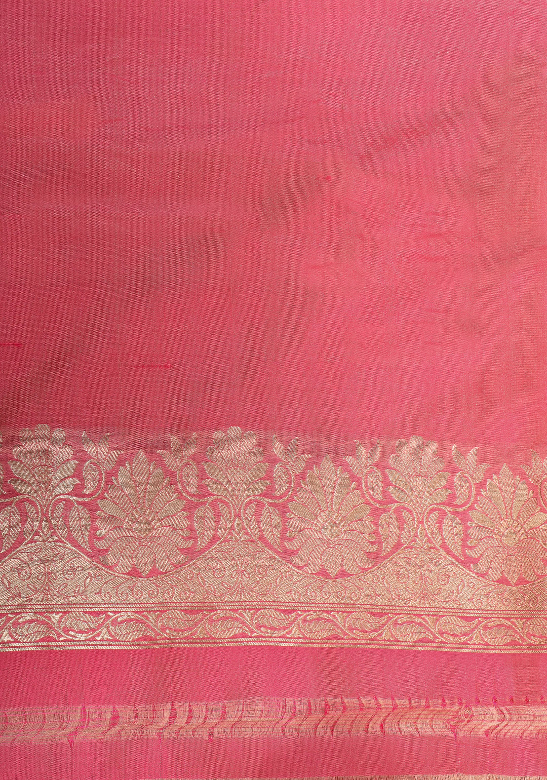 Rose Pink Banarasi Katan Silk Saree with Zari Floral Jaal and Zari Border  | SILK MARK CERTIFIED