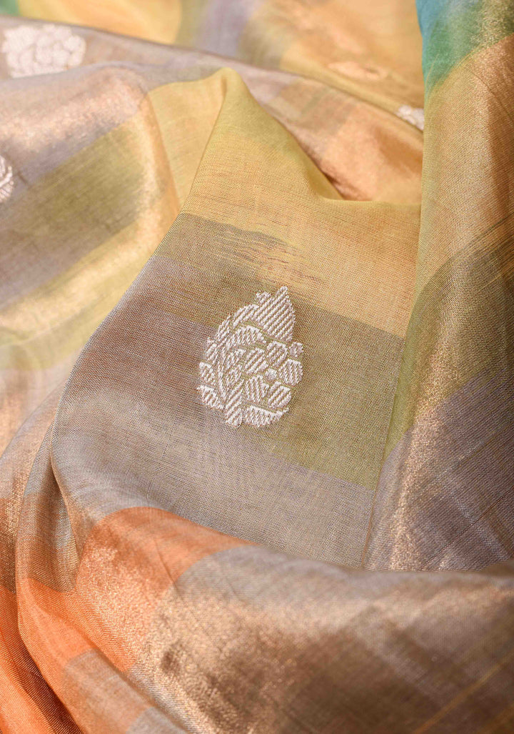 Exquisite Banarasi Rainbow Ombre Tissue Silk Saree with Zari Buttas and Meenakari Zari Border | SILK MARK CERTIFIED | SHOBITAM
