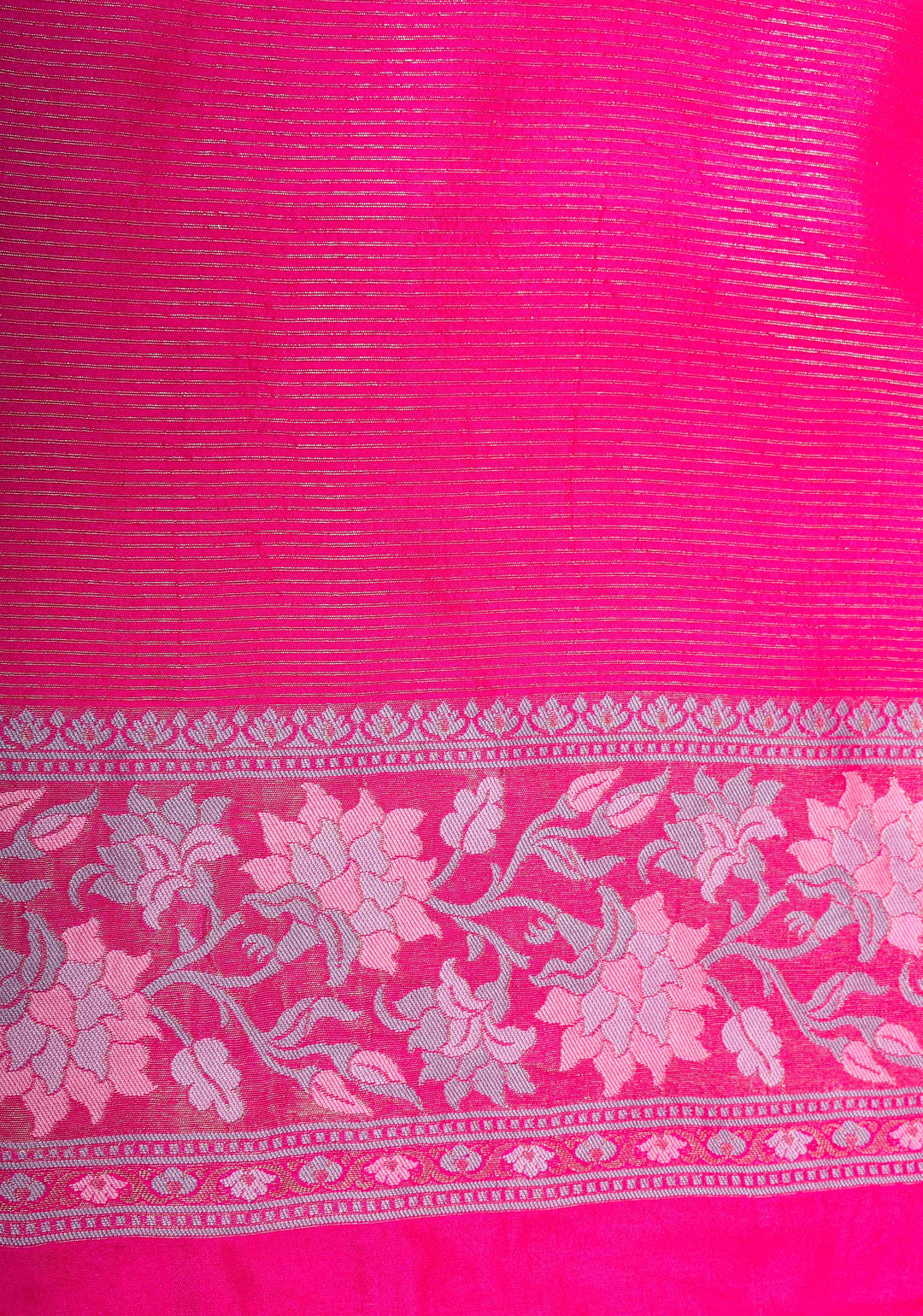 Beautiful Rani Pink Banarasi Katan Soft Silk Saree with Floral Meenakari Tissue | SILK MARK CERTIFIED