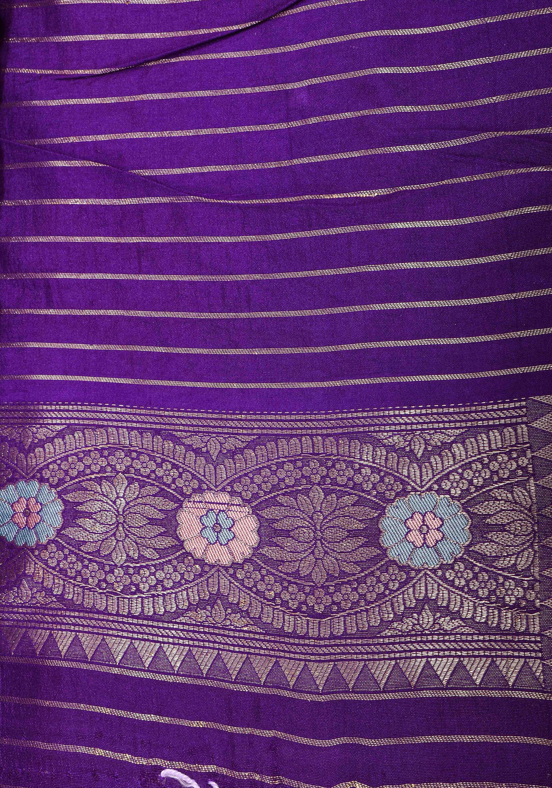 Purple Banarasi Katan Silk Saree with Floral Meenakari Tissue | SILK MARK CERTIFIED
