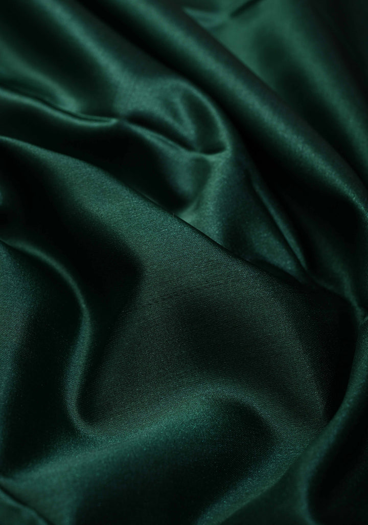 Jungle Green Banarasi Semi Silk Saree with Floral Zari Border