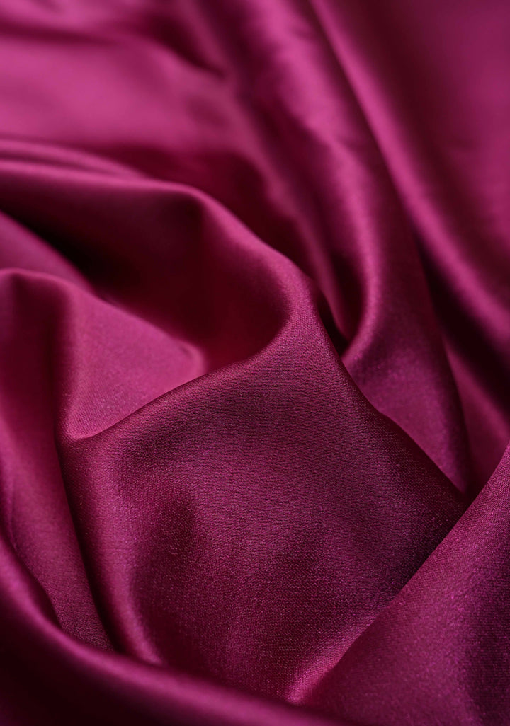 Tyrian Purple Banarasi Mashru Silk Saree With Floral Zari Border | SILK MARK CERTIFIED