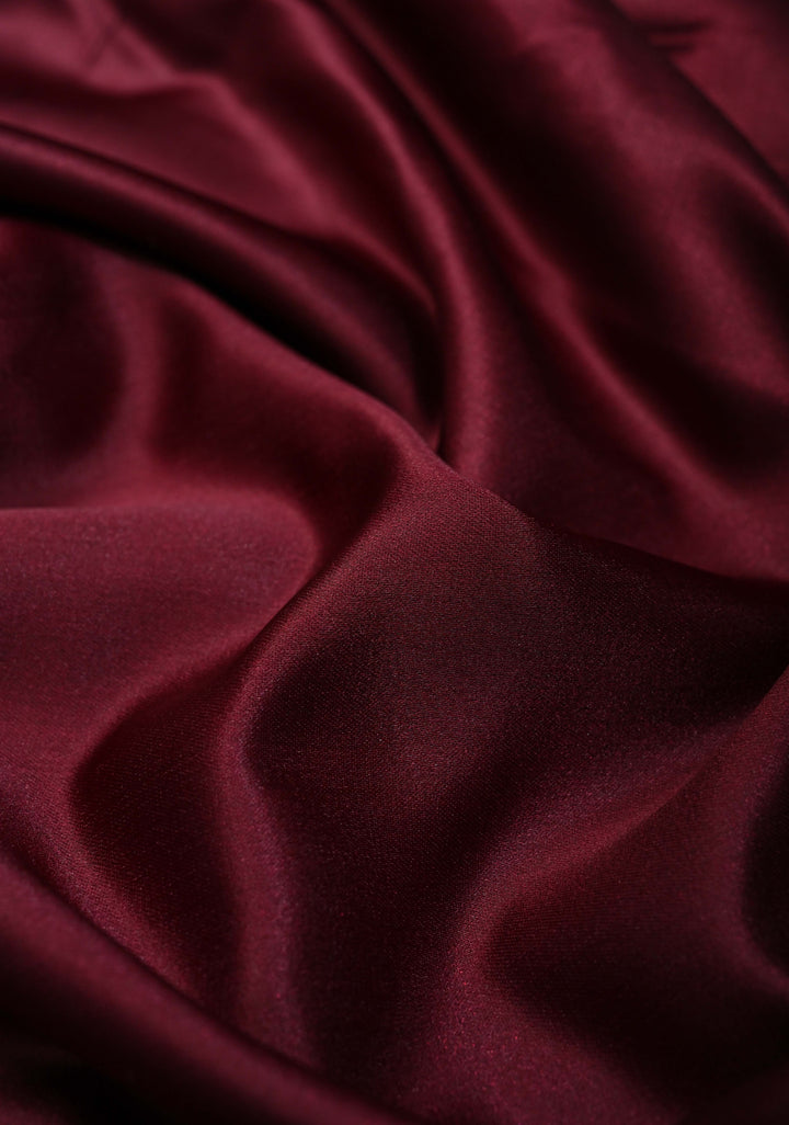 Maroon Banarasi Mashru Silk Saree with Scallop Zari Border | SILK MARK CERTIFIED