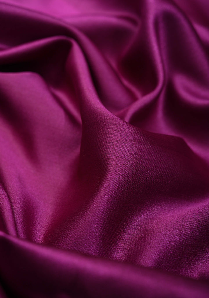 Tyrian Purple Banarasi Semi Mashru silk Saree With Paisley Zari Border