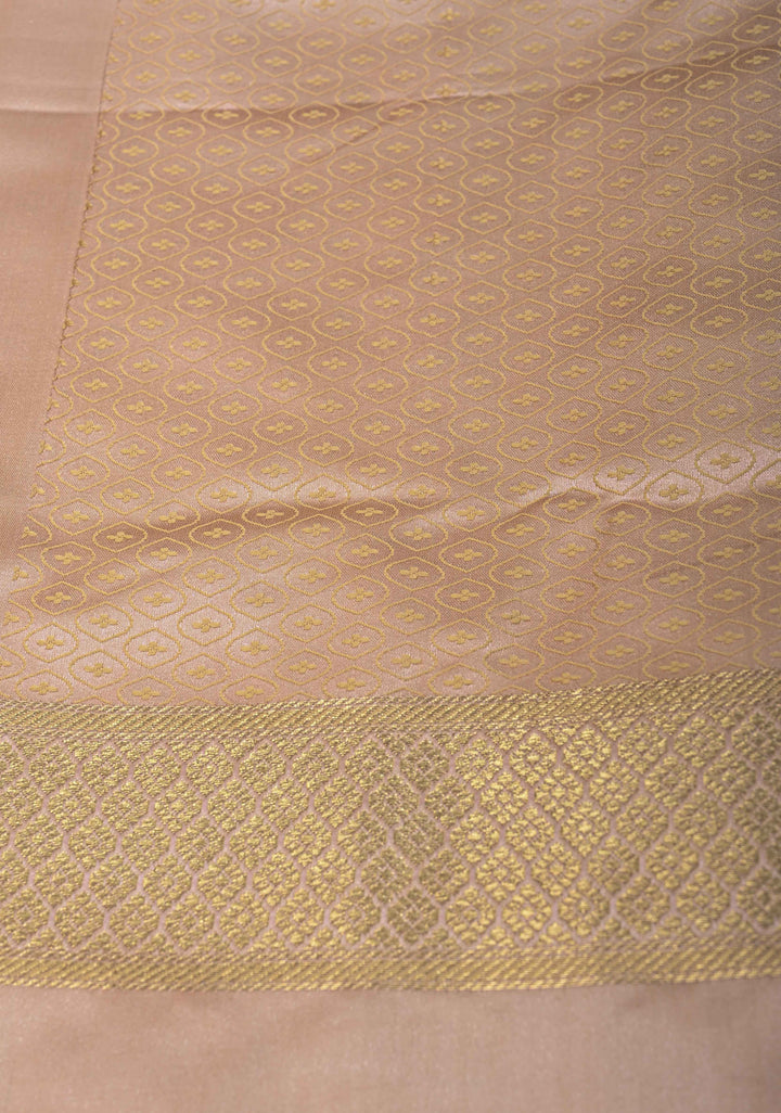 Exquisite Blush Pink Banarasi Semi Silk Saree with Trellis Design and Zari Border
