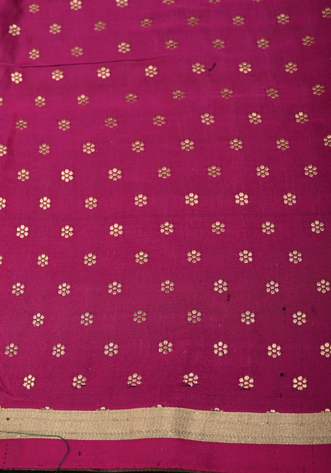 Magent mustard and Black Mashru Silk Saree with Horizontal panel and Domb Zari Butis and Minimal zari Border | SILK MARK CERTIFIED