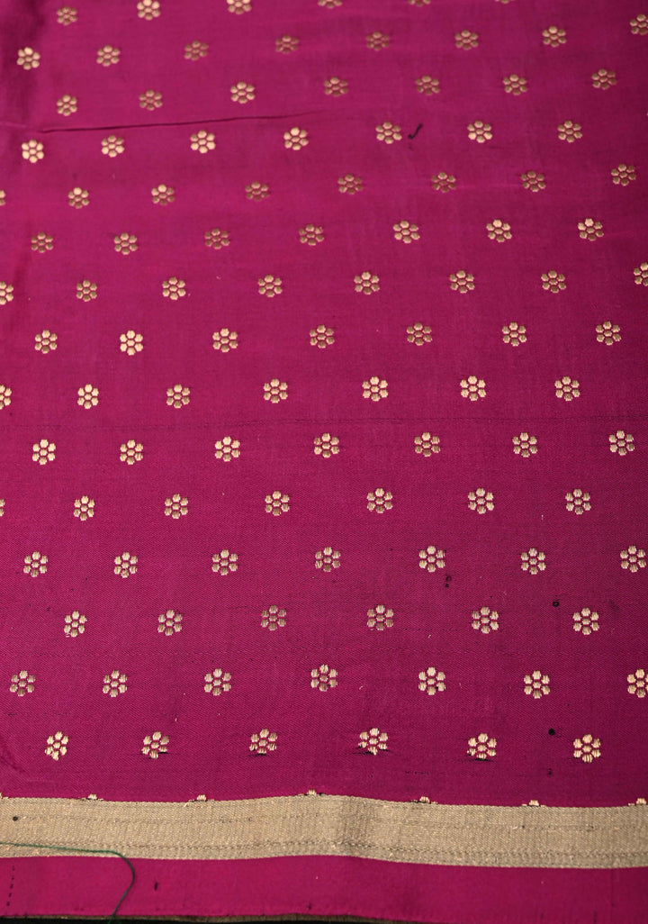 Magent mustard and Black Mashru Silk Saree with Horizontal panel and Domb Zari Butis and Minimal zari Border | SILK MARK CERTIFIED