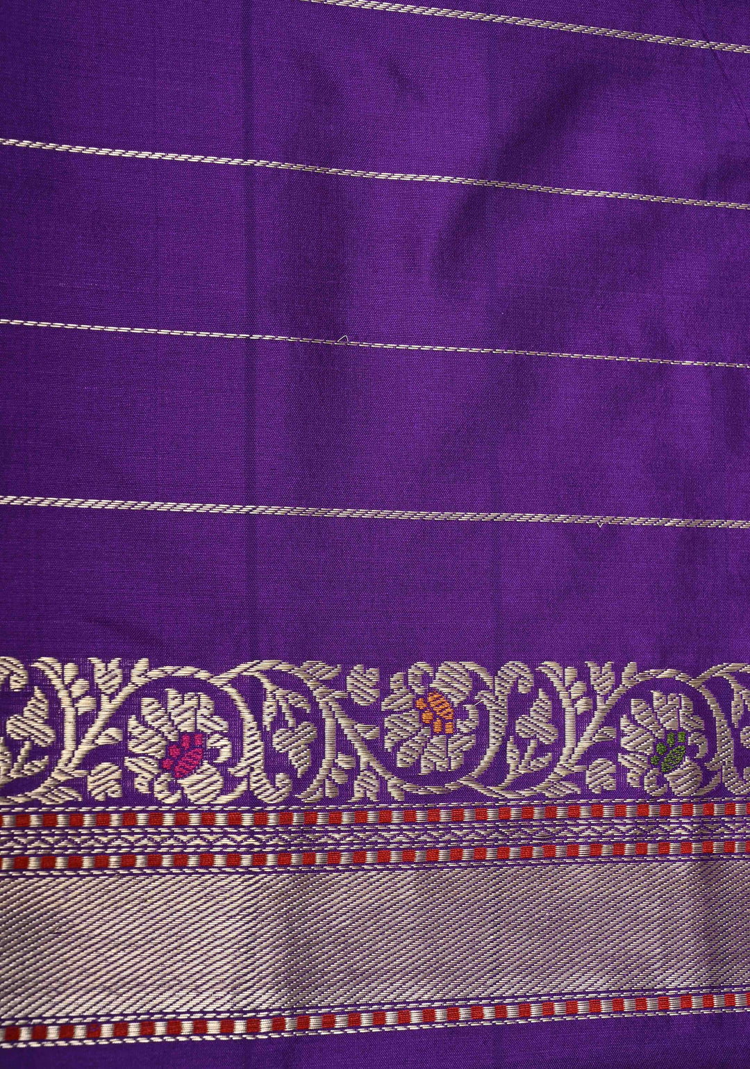 Purple Banarasi Pure Katan Silk Saree with Zari Butta and Meenakari Distinct Motifs on Border | SILK MARK CERTIFIED