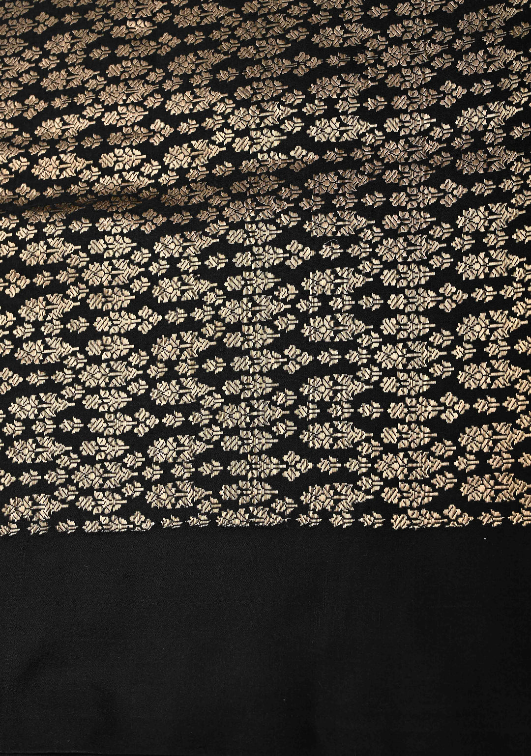 Stunning Black Tanchoi Banarasi Satin Silk Saree with Floral Jaal and Zari Border | SILK MARK CERTIFIED