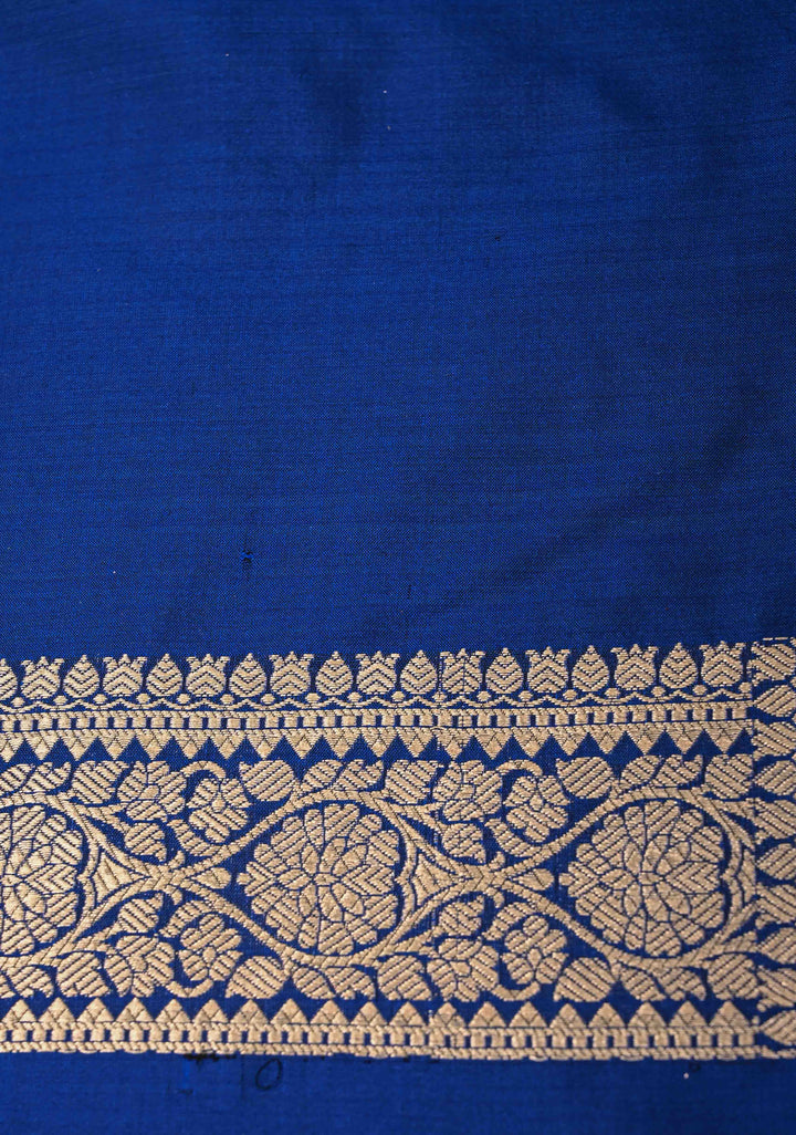 Navy Blue Pure Banarasi Katan Silk Saree with Brocade and Zari Border | SILK MARK CERTIFIED