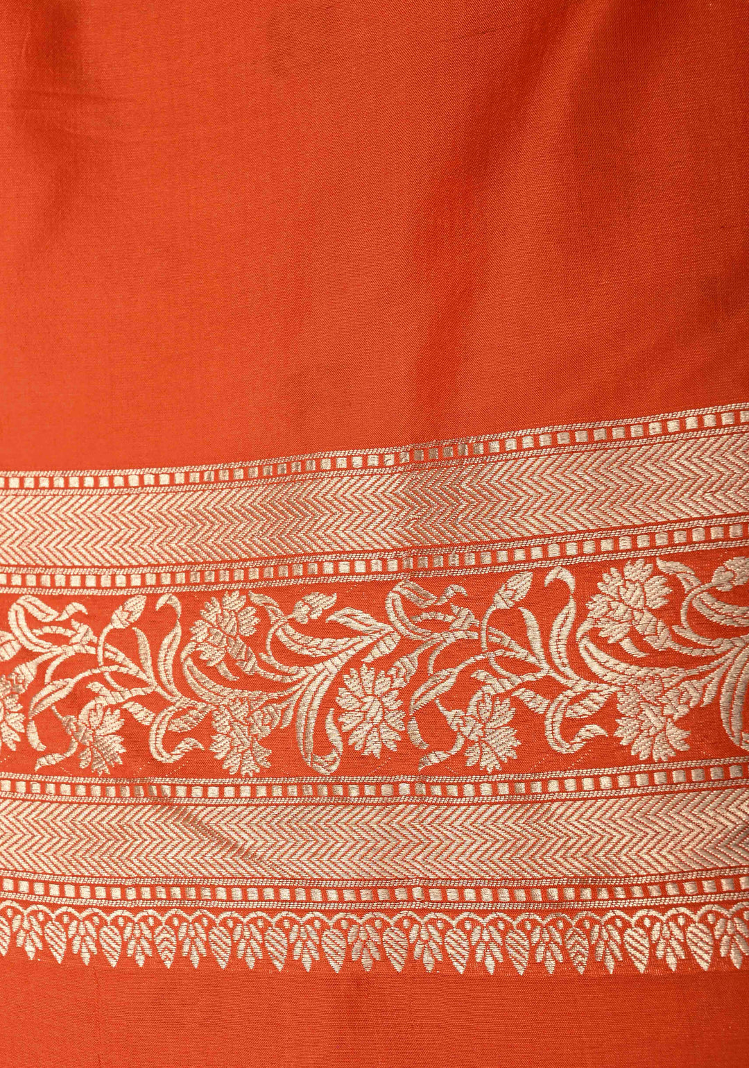 Orange Meenakari Banarasi Floral Jaal Pure Katan Silk Saree with Zari border | SILK MARK CERTIFIED