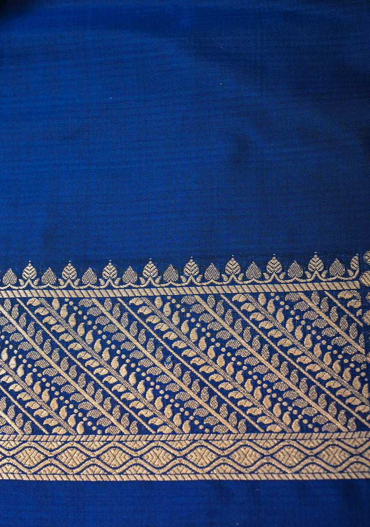 Indigo Banarasi Katan Silk Saree with Trellis Brocade and Zari Borders | SILK MARK CERTIFIED
