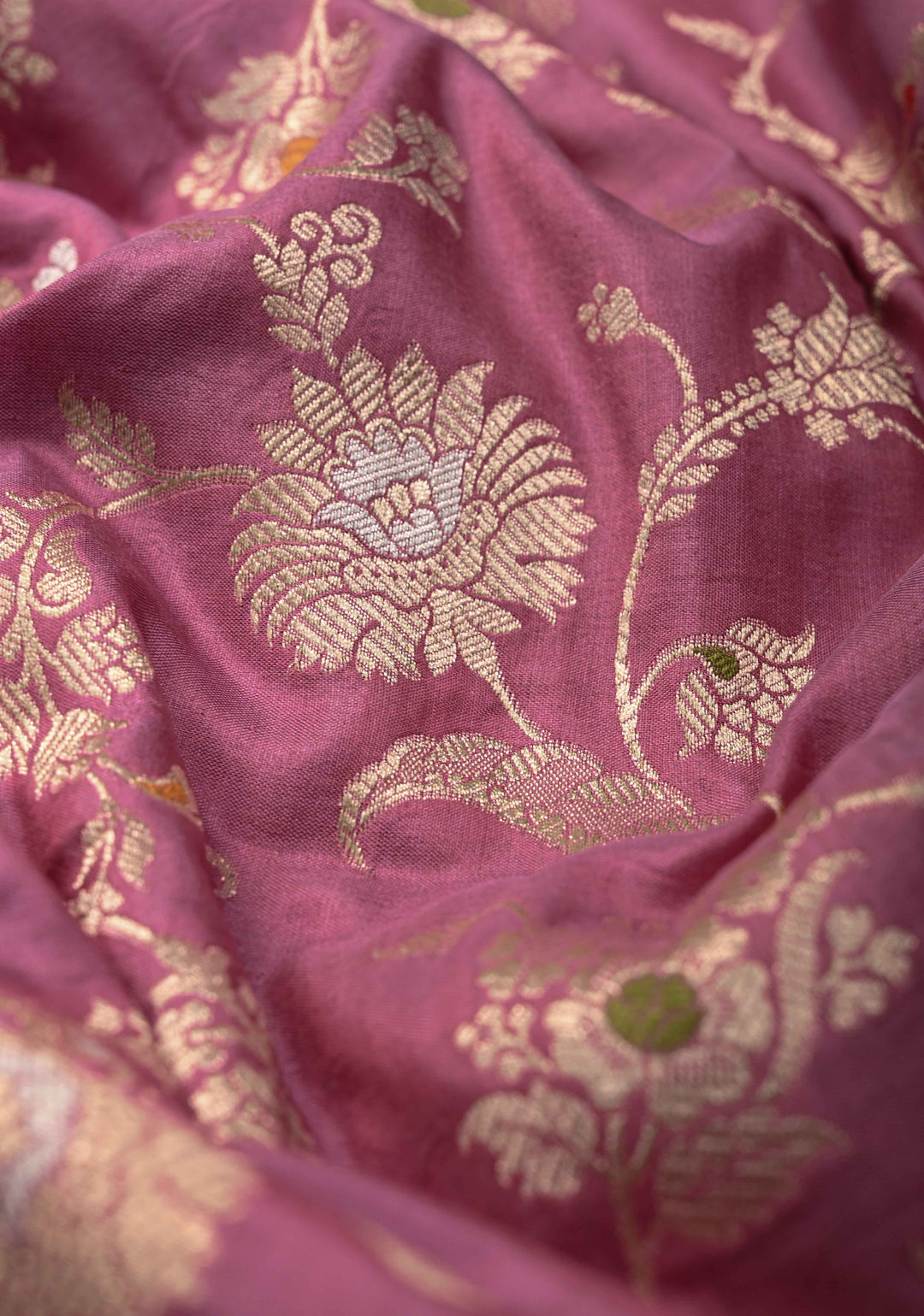 Onion Pink Pure Banarasi Katan Silk Saree with Meenakari Jaal and Scallop Border  | SILK MARK CERTIFIED