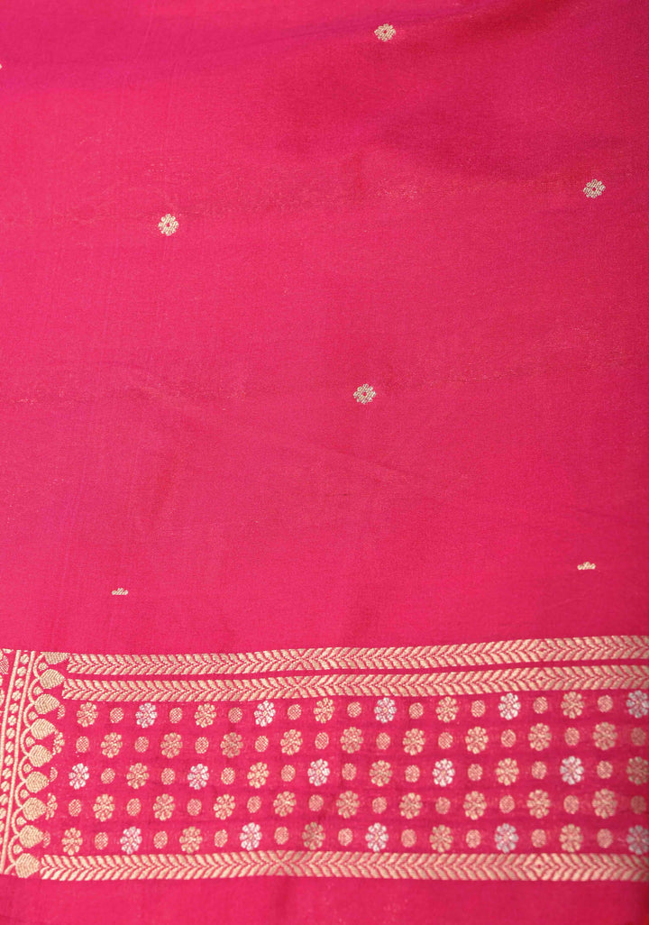 Amaranth Semi Silk Saree with Alfi Floral Jaal and Zari Border