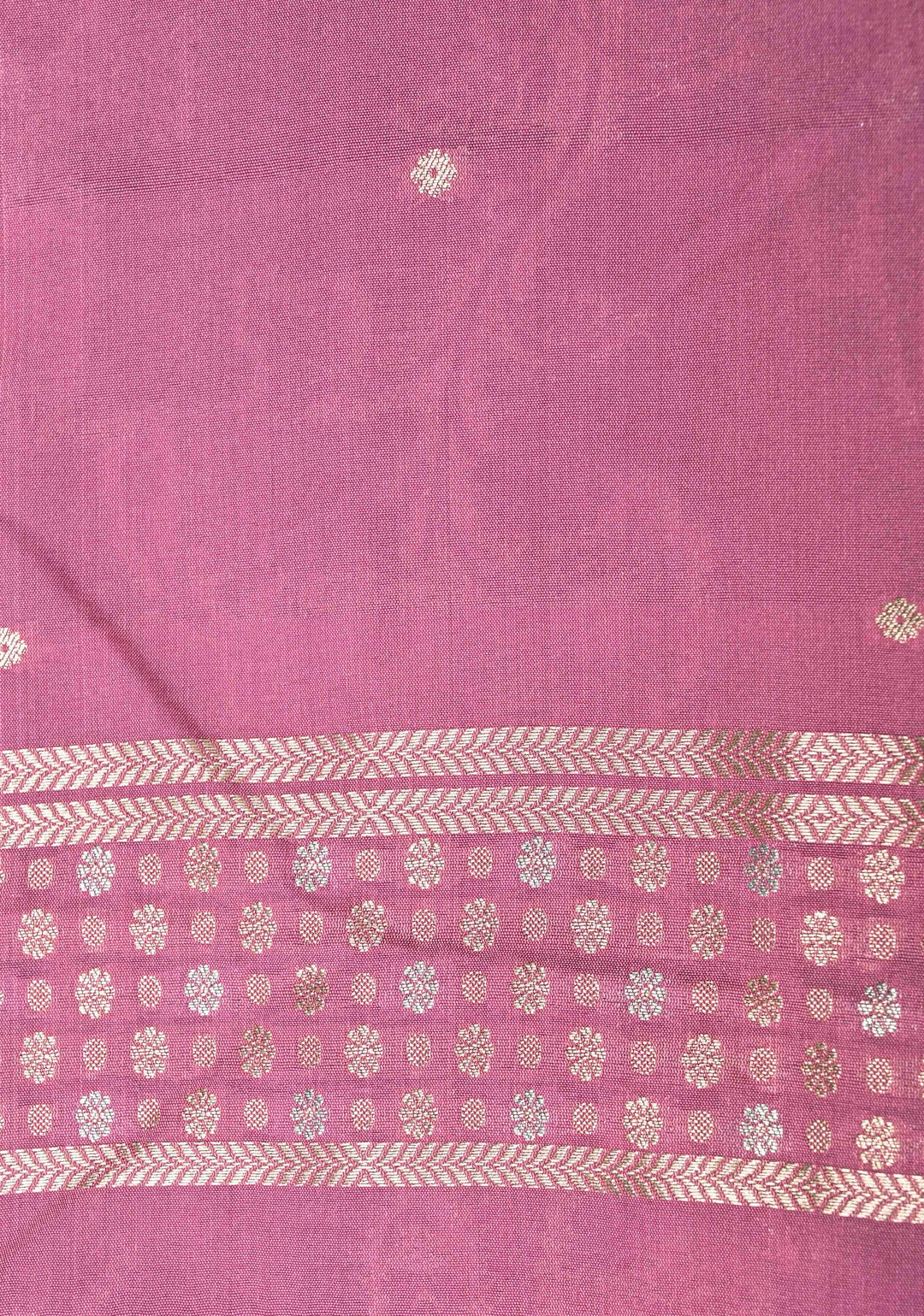 Onion Pink Semi Silk Saree with Alfi Floral Jaal and Zari Border