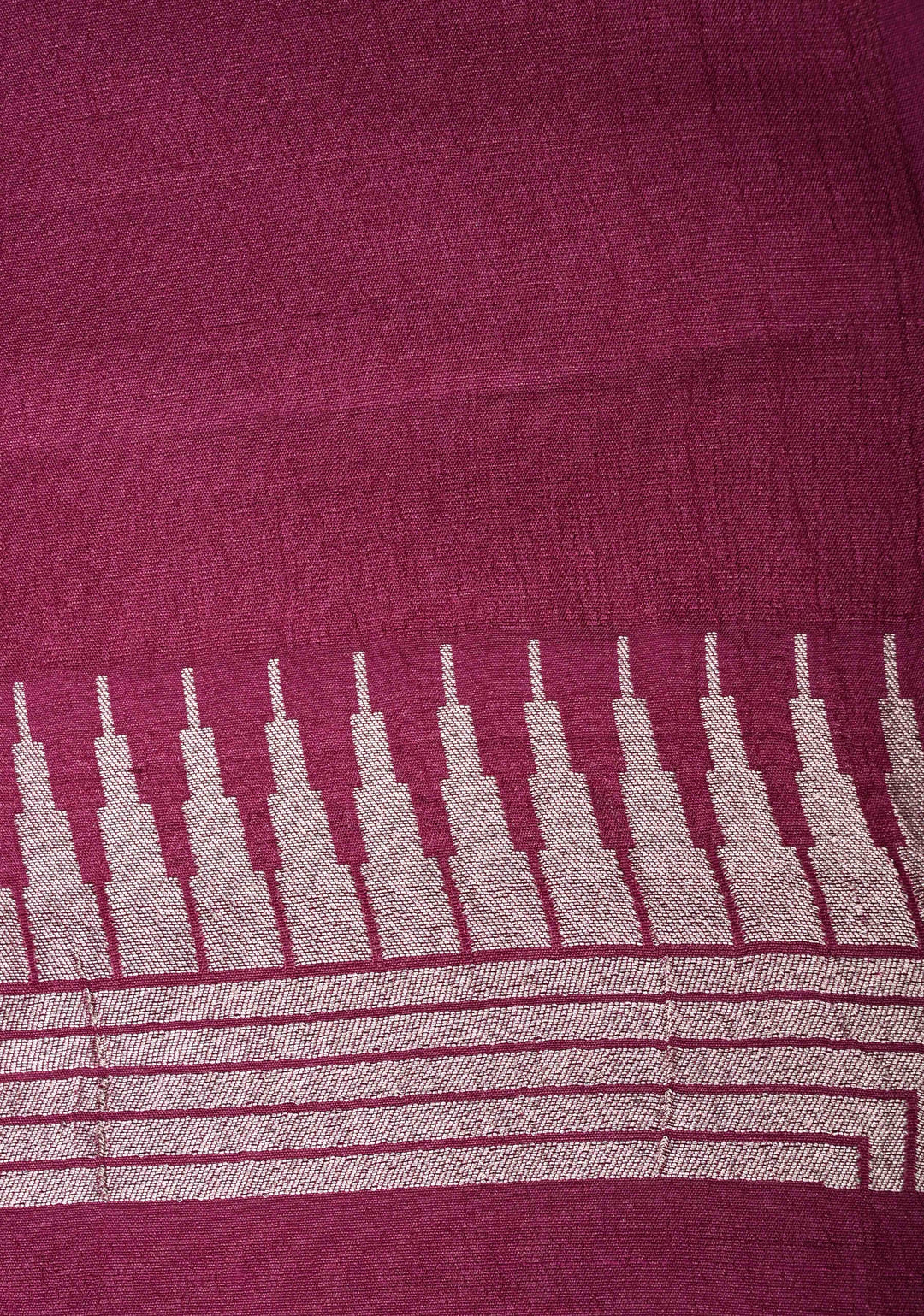 Exquisite Magenta Banarasi Tussar Georgette Saree with Brush Dye Floral Design and Zari Temple Border | SILK MARK CERTIFIED
