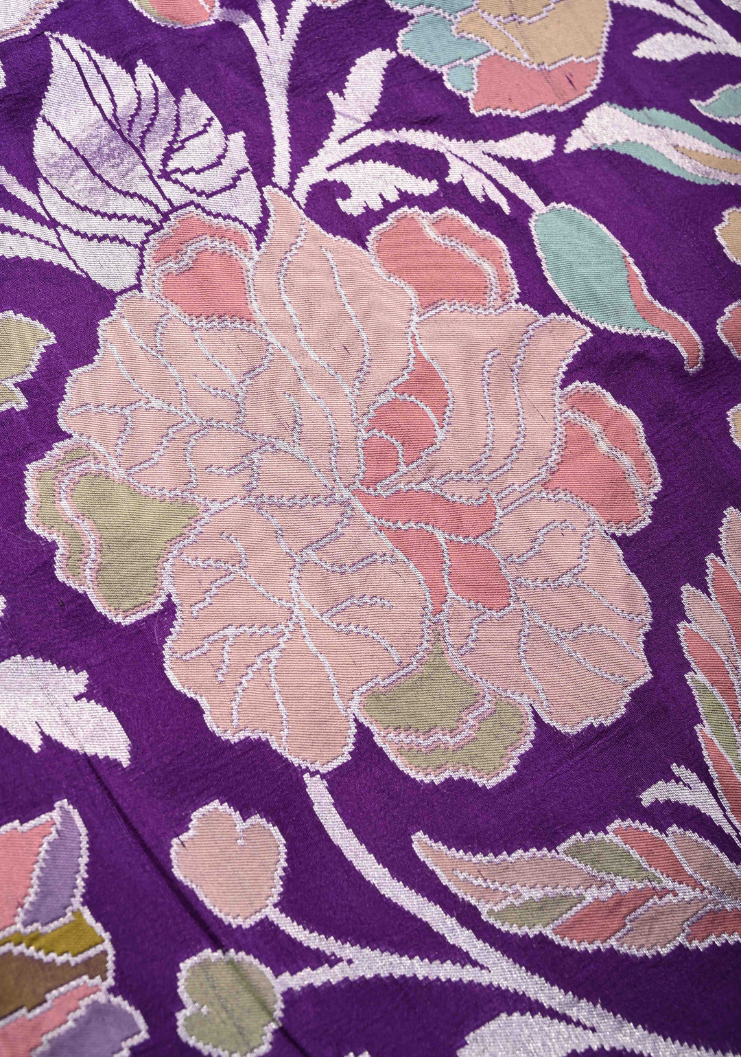 Deep Purple Banarasi Tussar Georgette Saree with Meenakari Floral Jaal and Zari Border | SILK MARK CERTIFIED