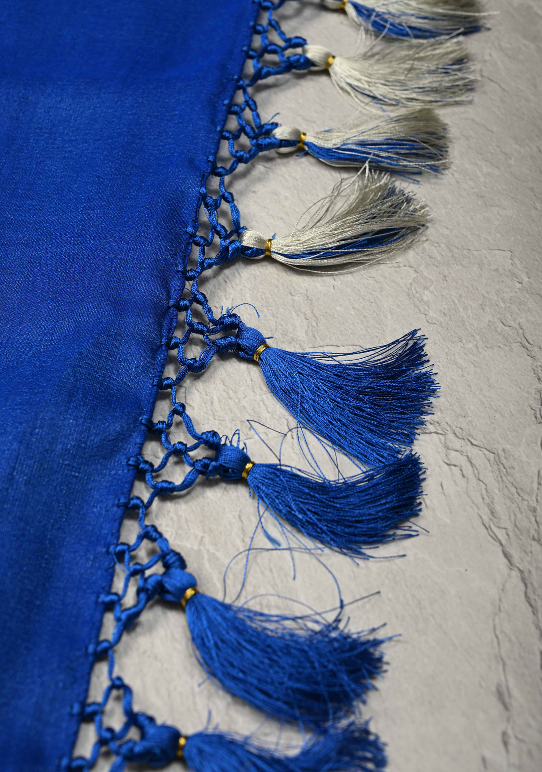Royal Blue Tussar Georgette Saree with Meenakari Floral Jaal and Temple Zari Border | SILK MARK CERTIFIED (Copy)