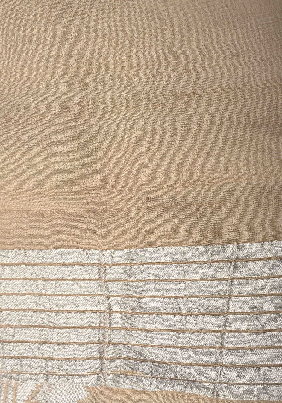 Cream Banarasi Tussar Georgette Saree with Meenakari Floral Jaal and Zari Border | SILK MARK CERTIFIED