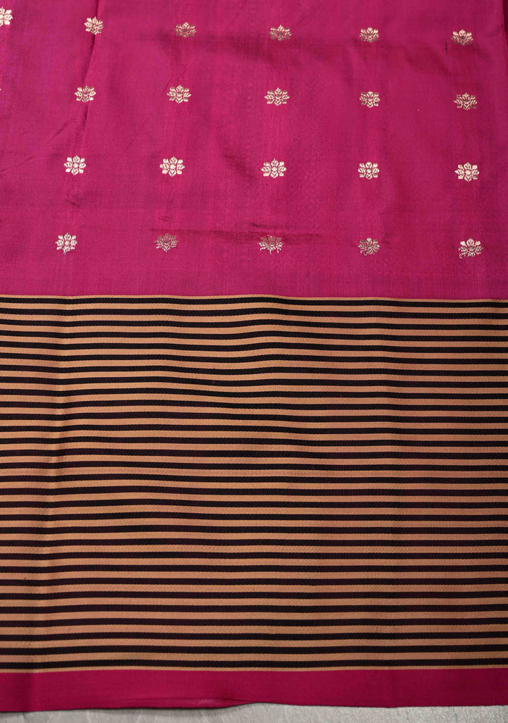 Exquisite Black Banarasi Katan Silk Saree with Meenakari Floral Buttas and Contrast Satin Border | SILK MARK CERTIFIED