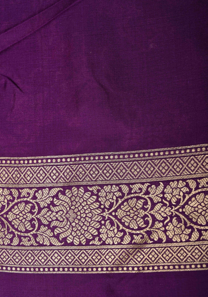 Jamuni Purple Banarasi Katan Silk Saree with Meenakari Floral Jaal and Zari Border | SILK MARK CERTIFIED