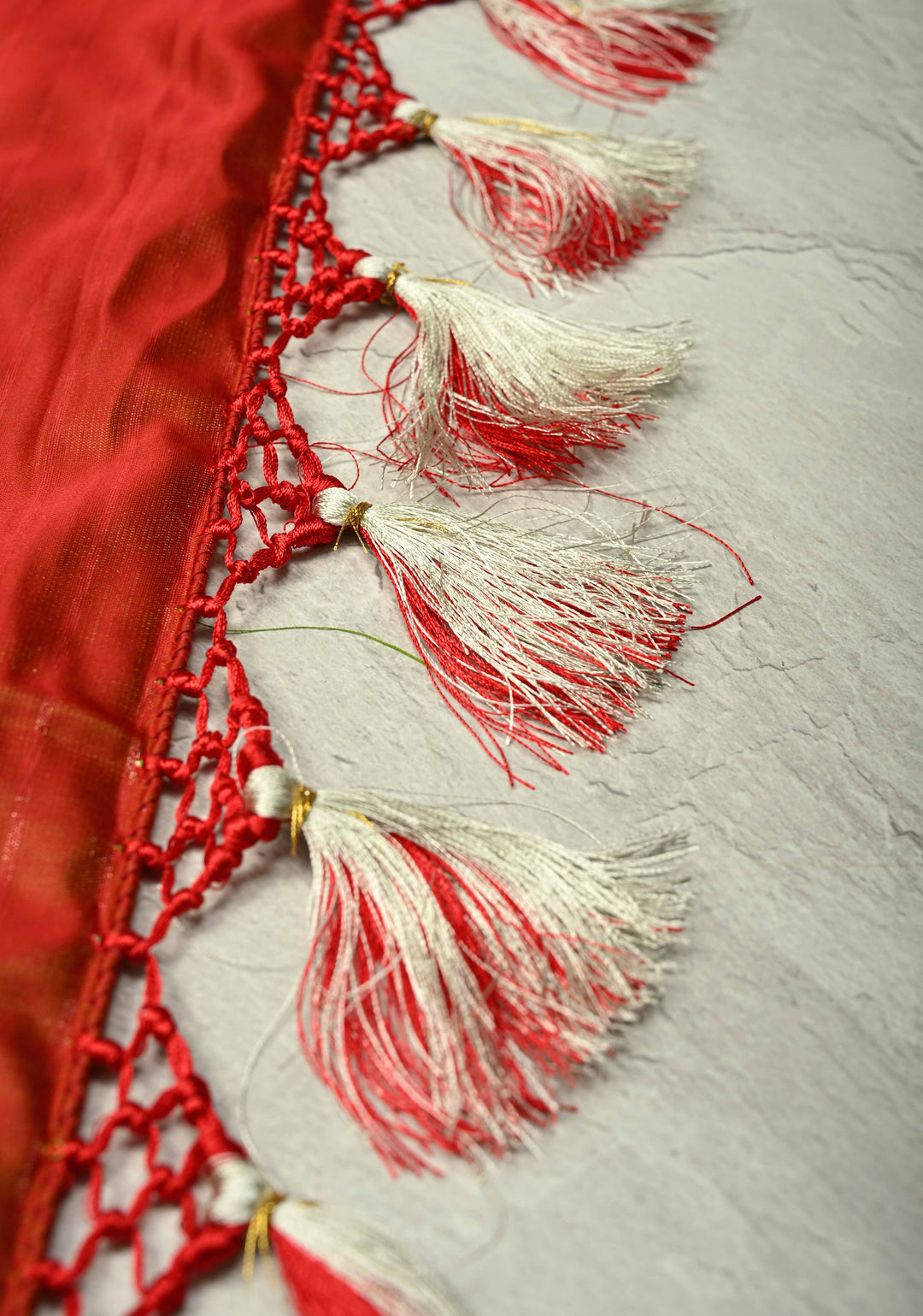 Red Tanchoi Banarasi Satin Silk Saree with Meenakari Floral Brocade Jaal and Zari Border | SILK MARK CERTIFIED