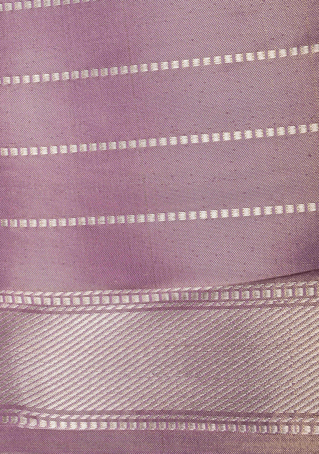 Lavender Banarasi Katan Tissue Silk Saree with Meenakari Floral Buttas and Scallop Zari Border | SILK MARK CERTIFIED
