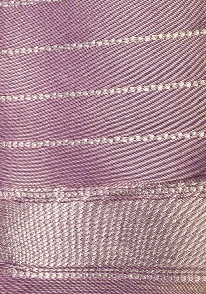 Lavender Banarasi Katan Tissue Silk Saree with Meenakari Floral Buttas and Scallop Zari Border | SILK MARK CERTIFIED