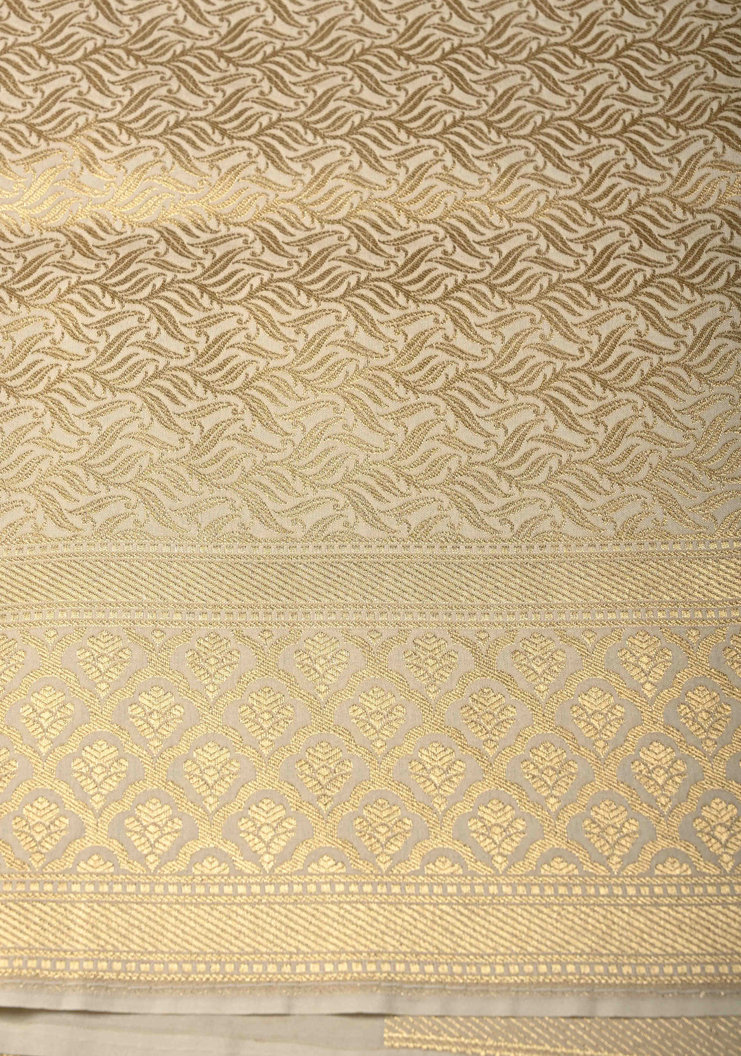 Ivory Semi Silk Saree with Meenakari Floral Jaal and Zari Border