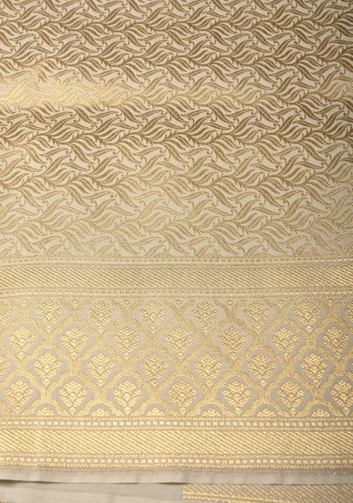 Ivory Semi Silk Saree with Meenakari Floral Jaal and Zari Border
