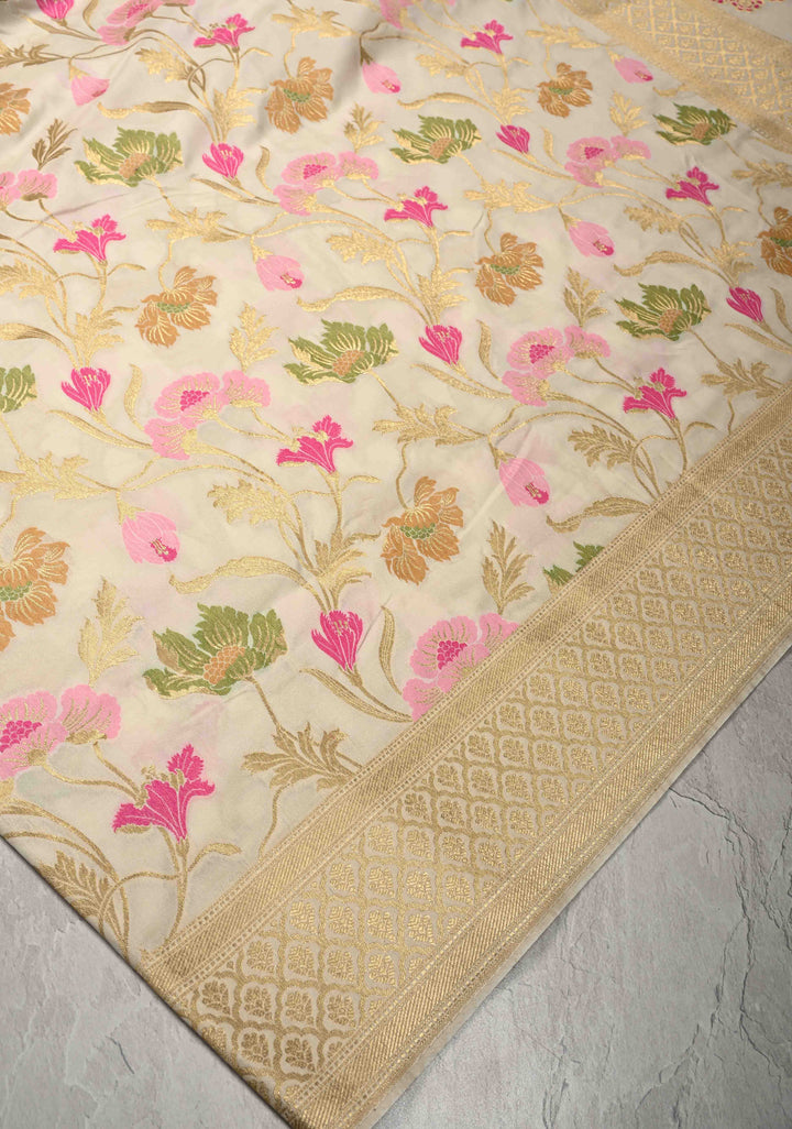Silk Saree with Meenakari Floral Jaal and Zari