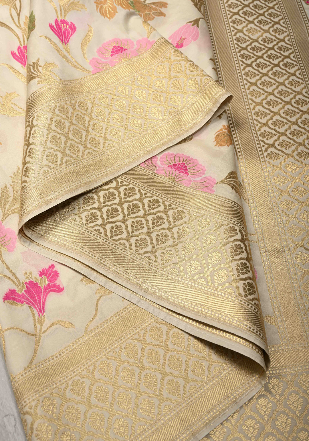 Silk Saree with Meenakari Floral Jaal and Zari