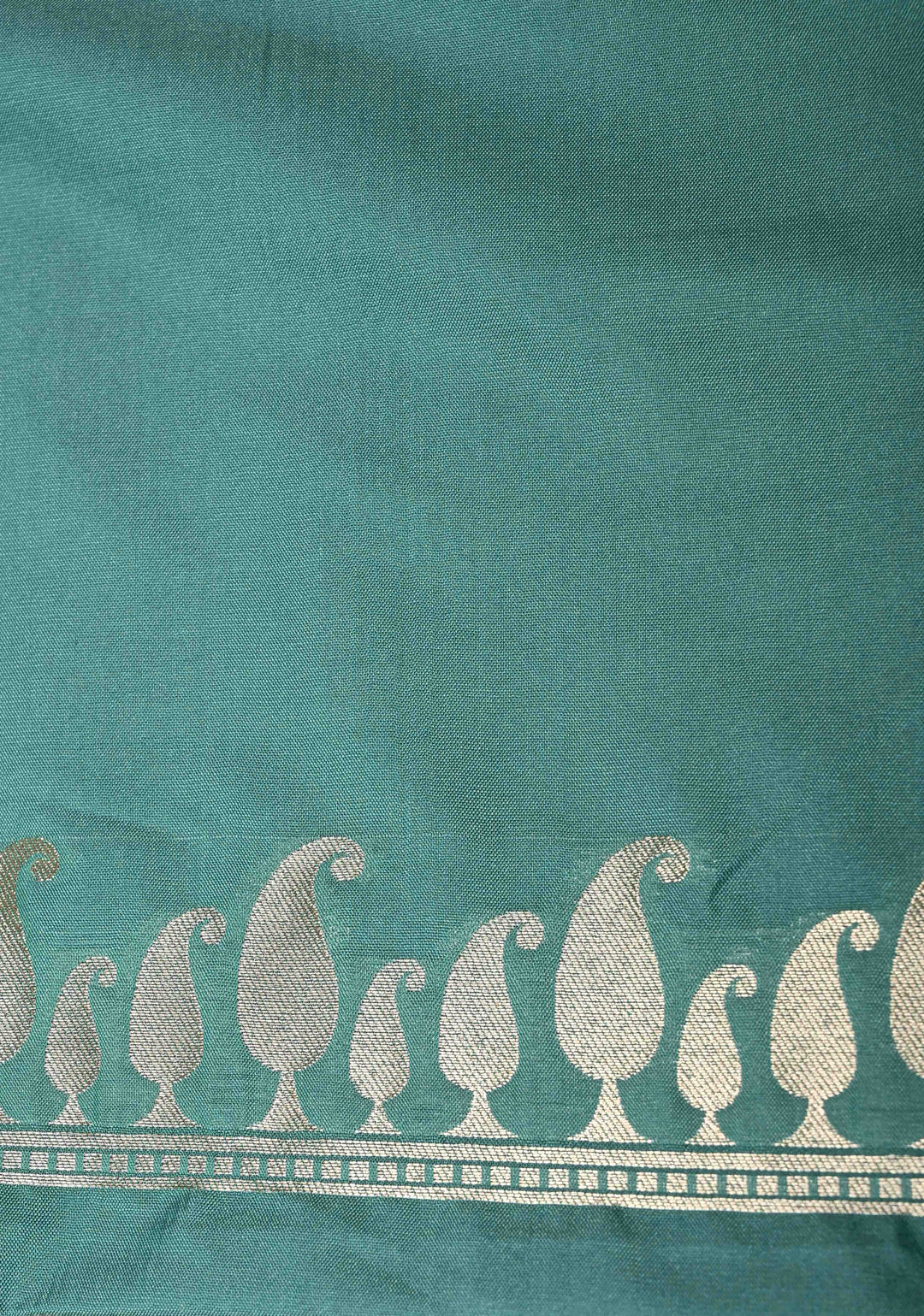 Turquoise-Gold Semi Paithani Style Tissue Silk Saree with Meenakari Moroccan Jaal and Zari Border