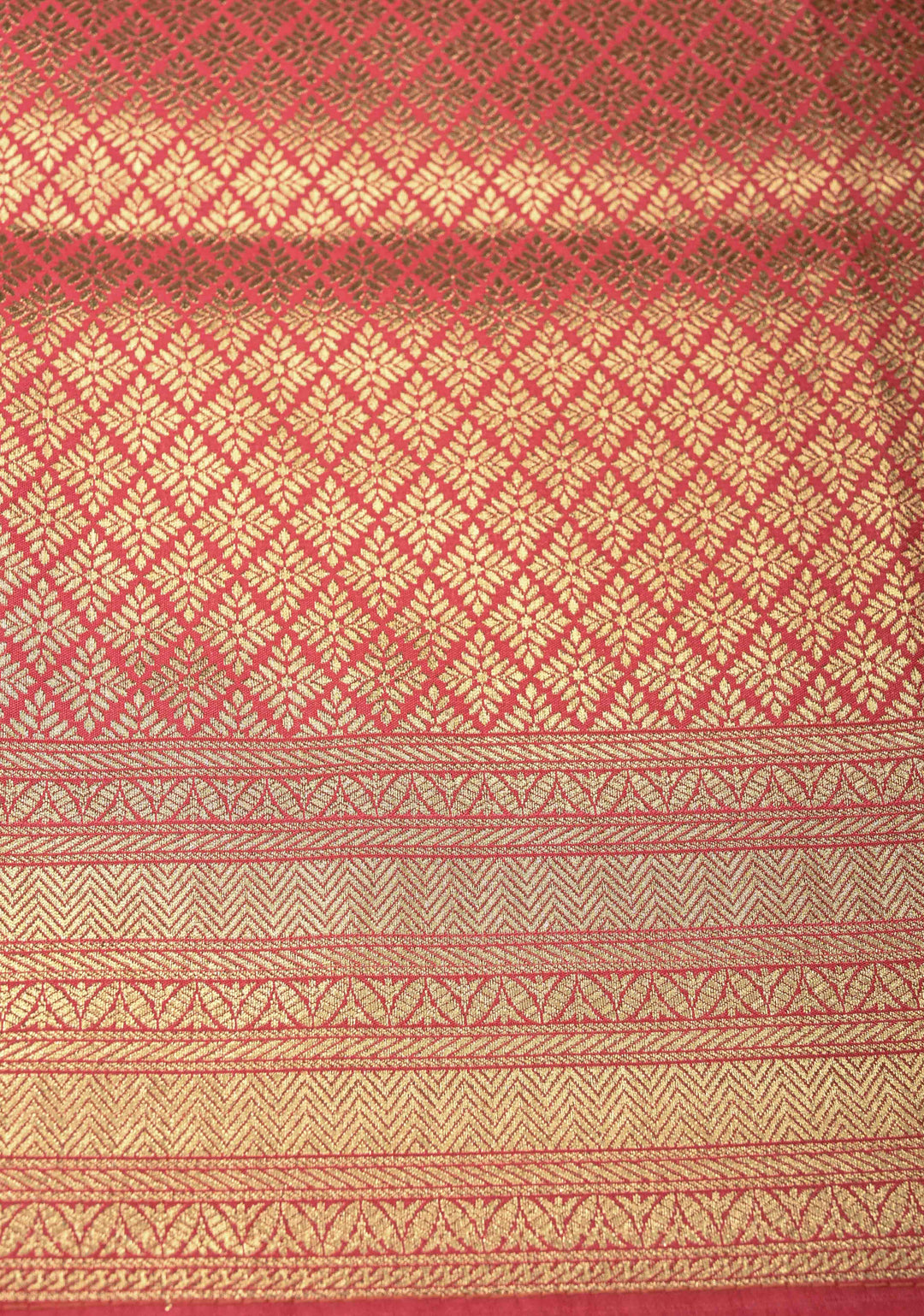 Salmon Pink Semi Silk Saree with Zari Buttas and Meenakari Jaal on Zari Border