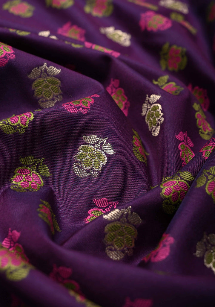 Jamuni Purple Semi Silk Saree with Meenakari Brocade and Zari Border