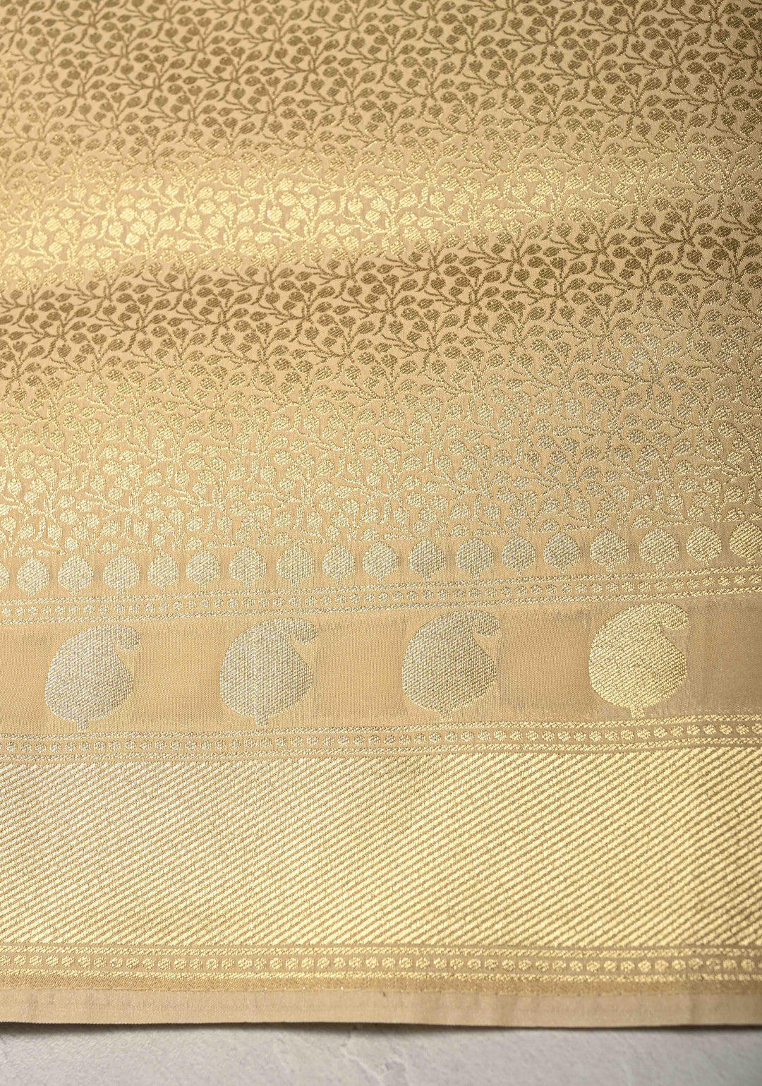 Beige Semi Silk Saree with Meenakari Floral Jaal and Zari Border