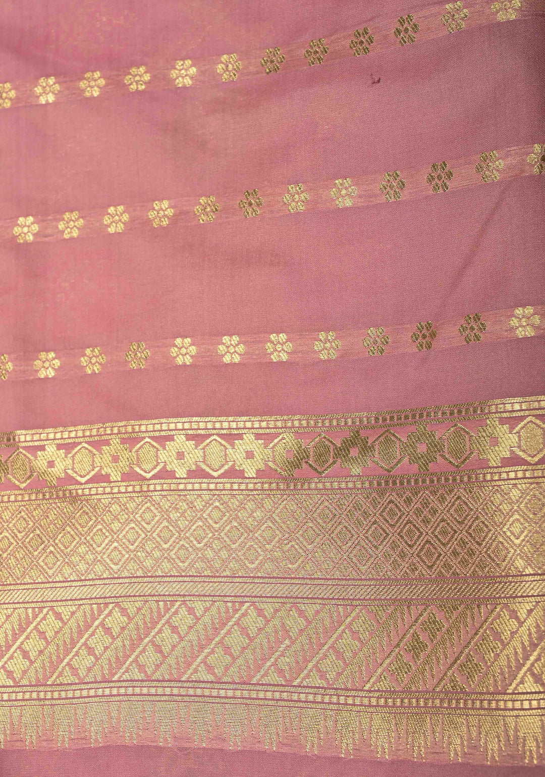 Dusty Rose Semi Silk Saree with Meenakari Trellis Jaal and Zari Border
