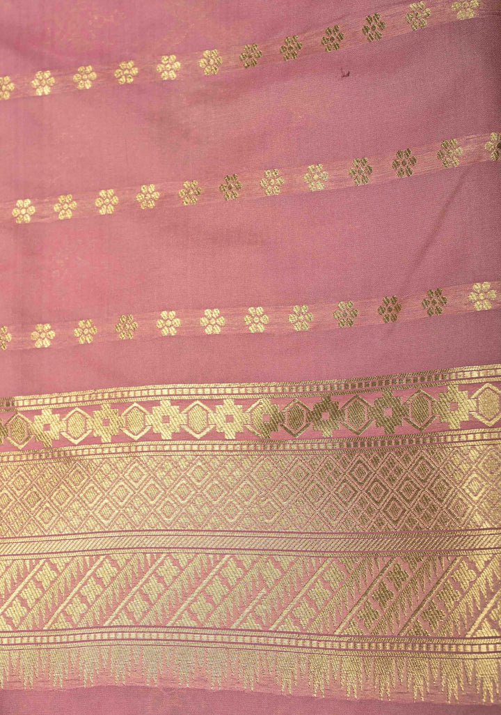 Dusty Rose Semi Silk Saree with Meenakari Trellis Jaal and Zari Border