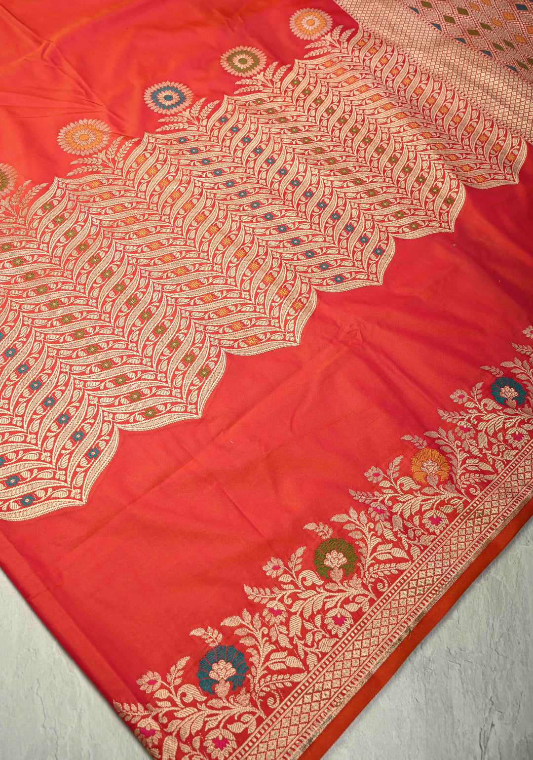 Pink Dual Tone Semi Mashru Silk Saree with Meenakari Zari Floral Panel and zari Border