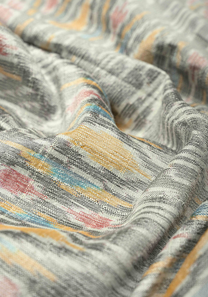 Royal Blue-Beige Dual Weave Half Bandhni Modal silk, Half Ikkat Raw Silk Saree Adorned with Zari Border | SILK MARK CERTIFIED