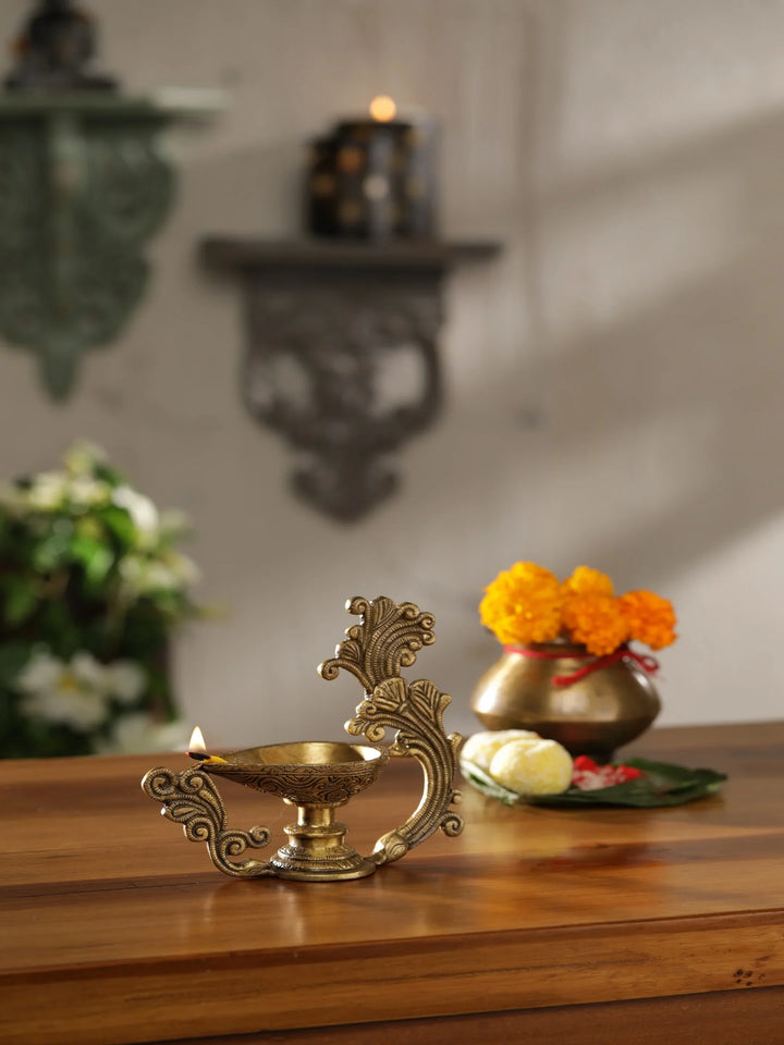Diya - Brass Diya with Handle | SHOBITAM