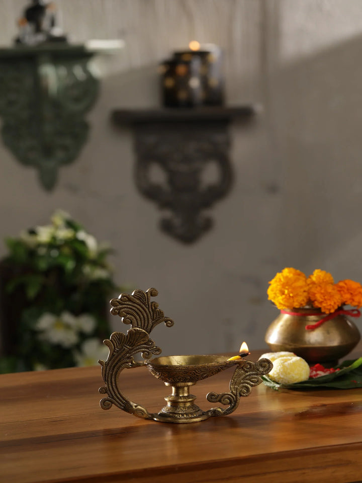 Diya - Brass Diya with Handle | SHOBITAM