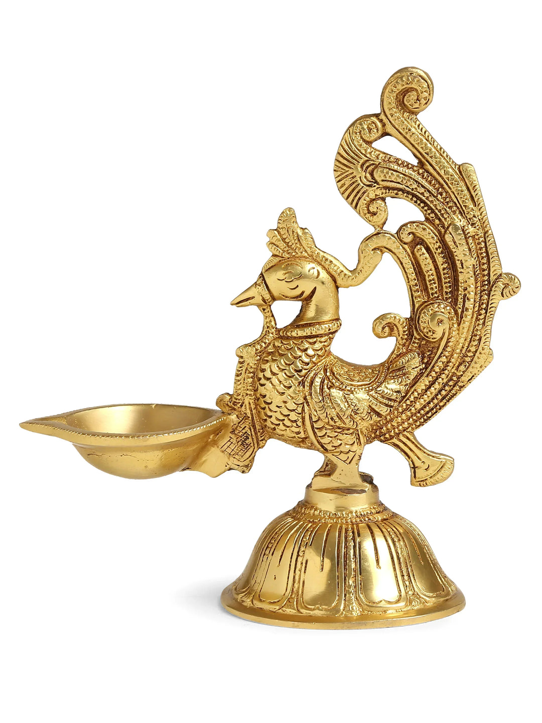 Diya - Brass Peacock With Round Base | SHOBITAM