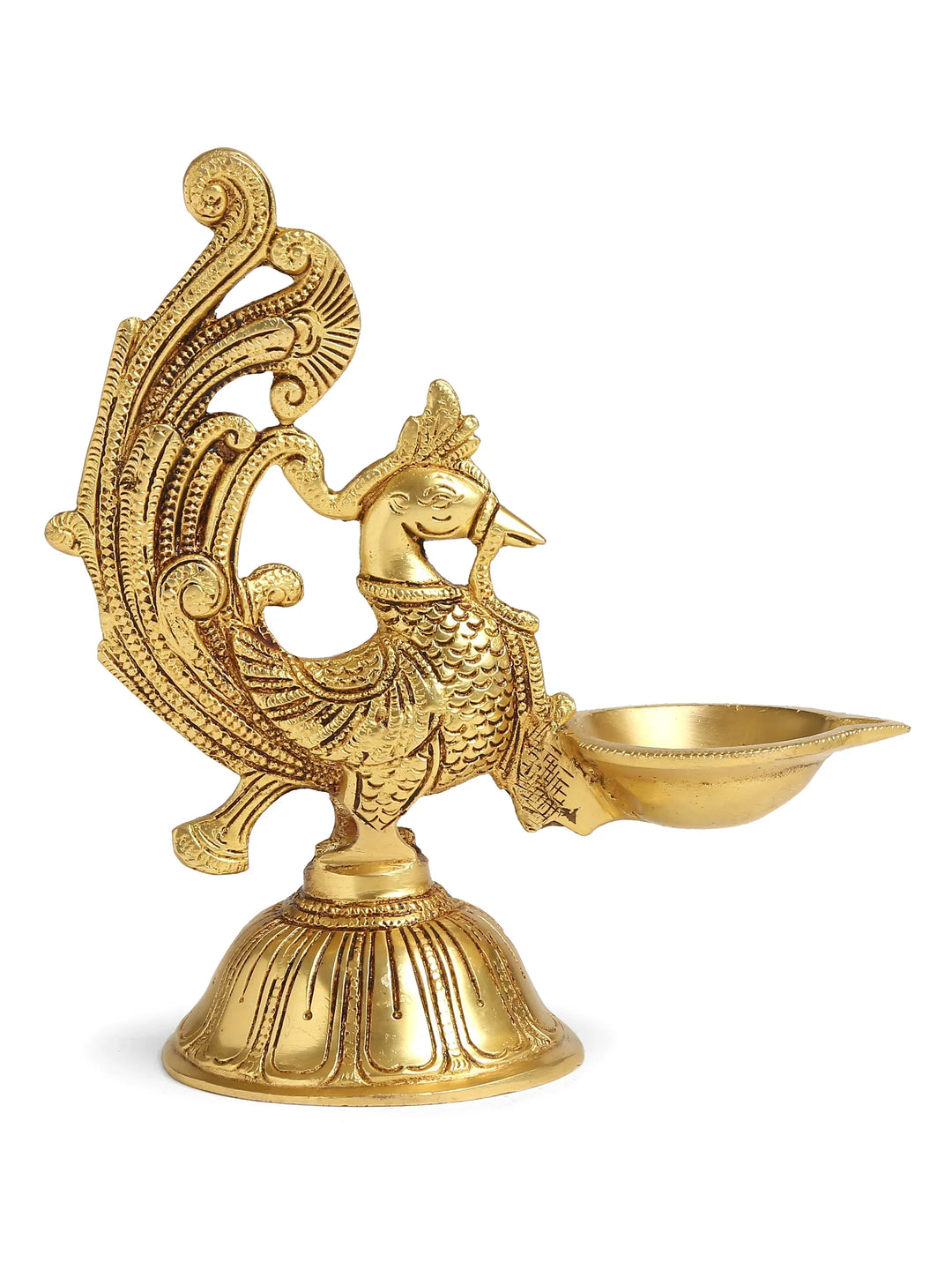 Diya - Brass Peacock With Round Base | SHOBITAM