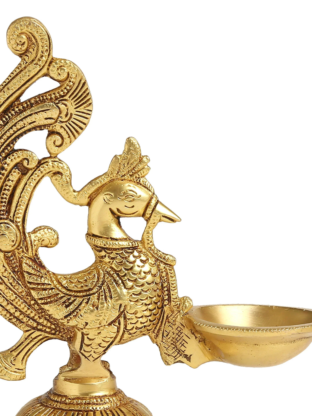 Diya - Brass Peacock With Round Base | SHOBITAM