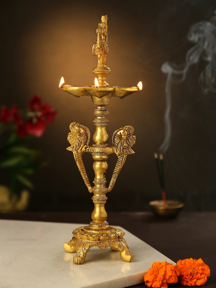 Diya - Peacock with five Diyas | SHOBITAM