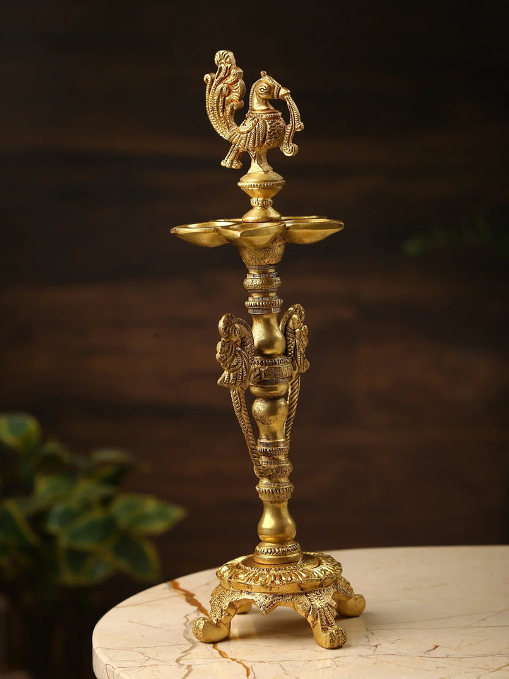 Diya - Peacock with five Diyas | SHOBITAM