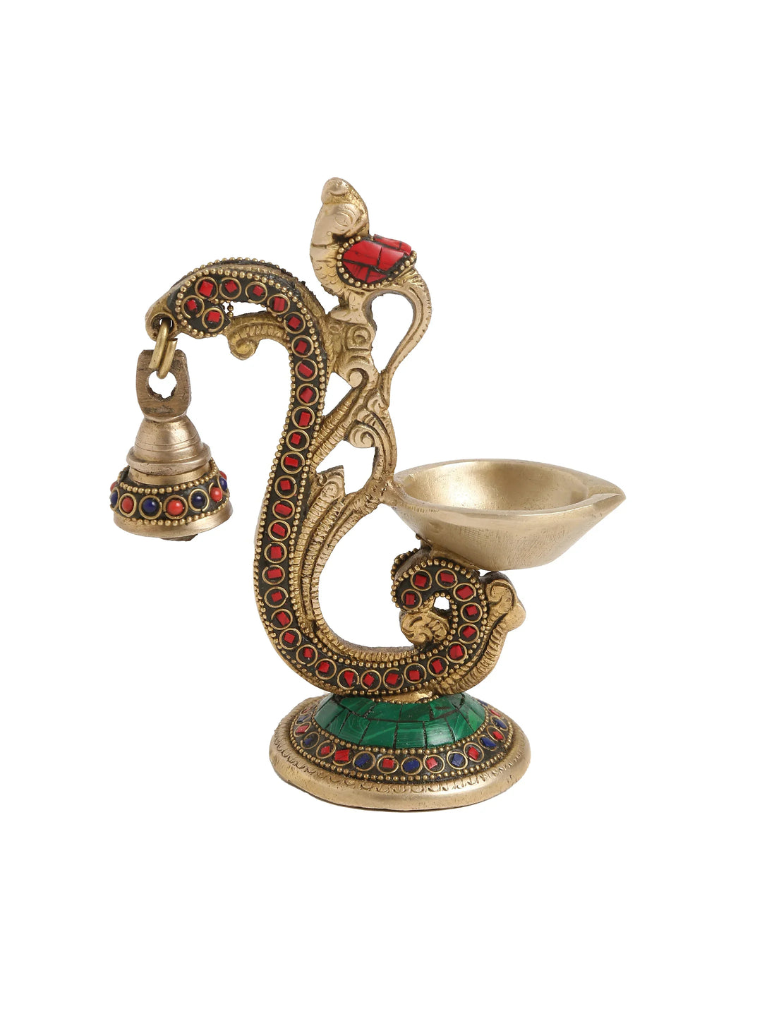 Diya - Brass Bird with Bell and Stones | SHOBITAM